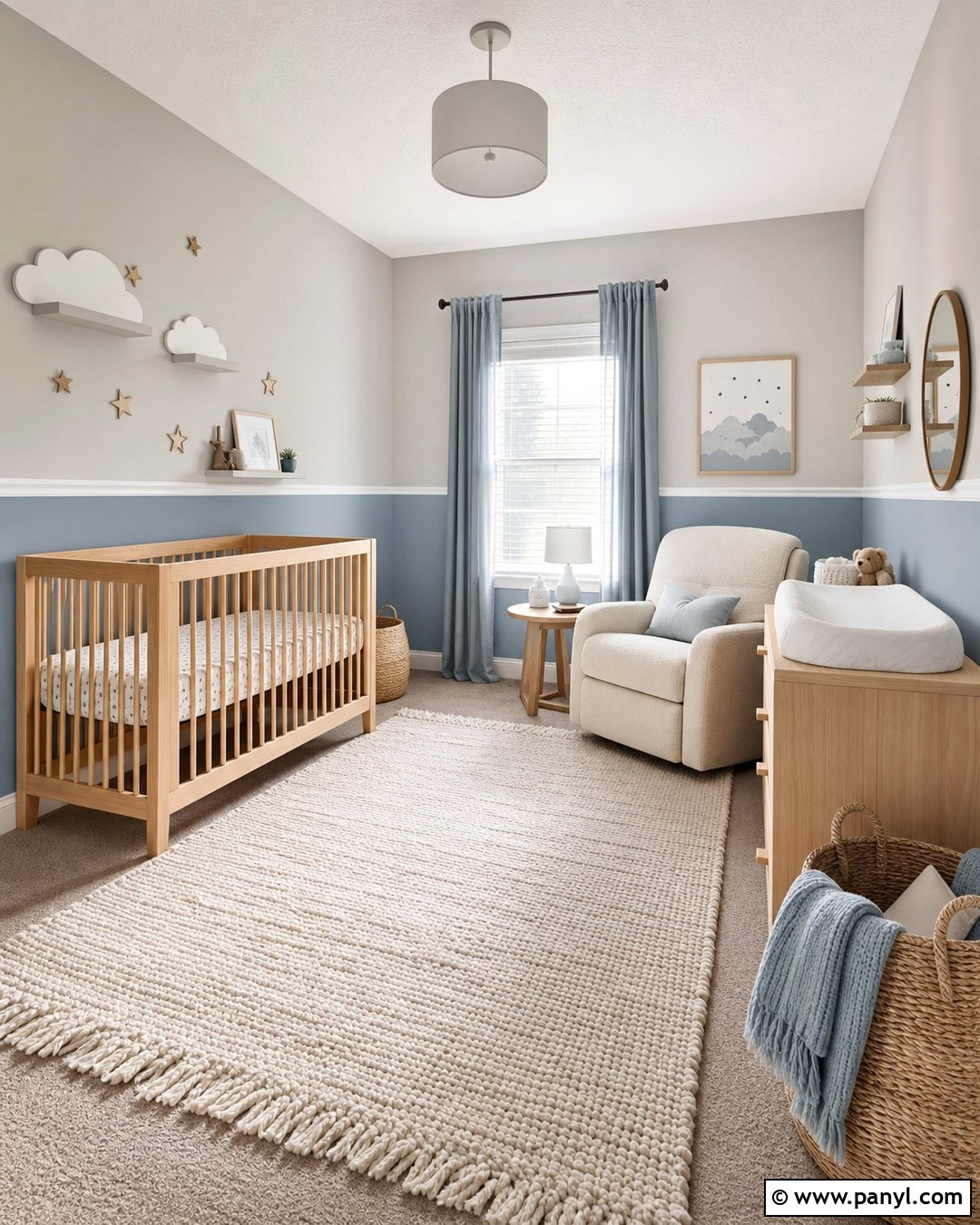 Dusty Blue And Soft Gray Two Tone Walls - 45 two tone walls