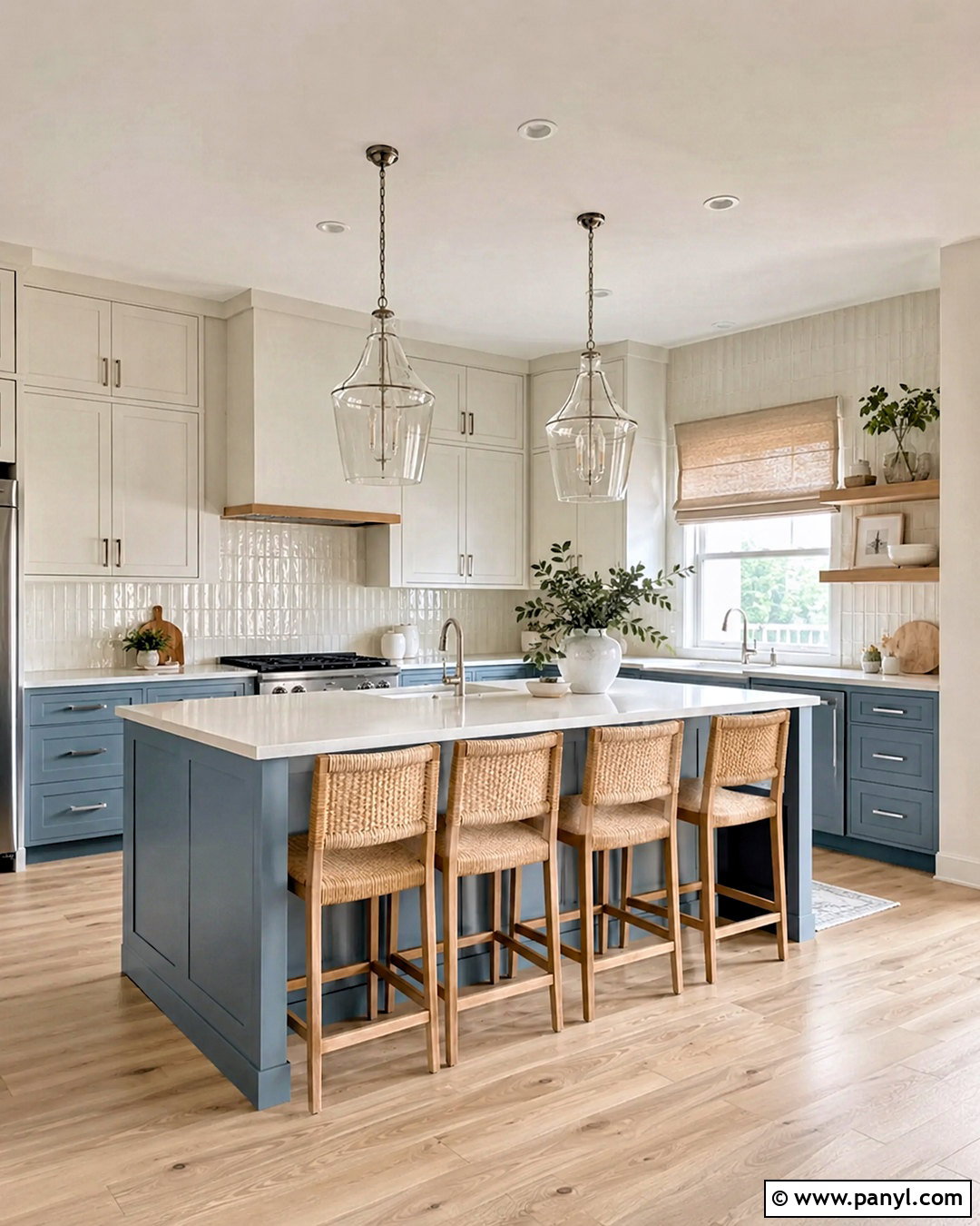 Dusty Blue And Soft White Kitchen - 20 popular kitchen color combinations