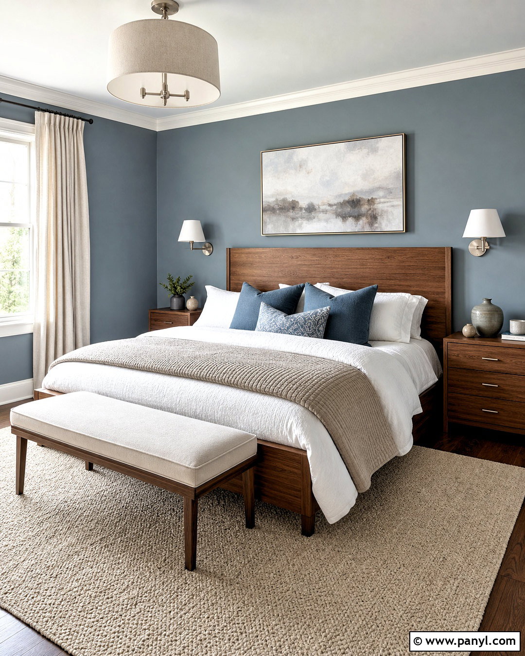 Dusty Blue And Walnut Bedroom Color Scheme - 20 home colour design ideas