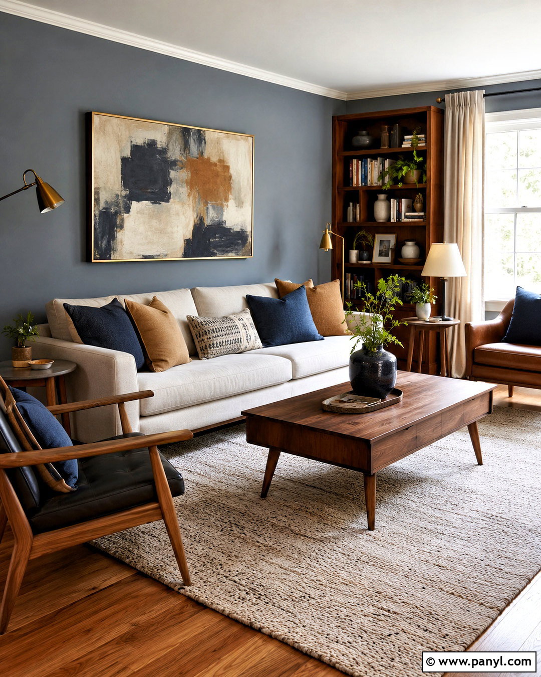 Dusty Blue And Walnut Living Room - 20 dusty blue paint color ideas