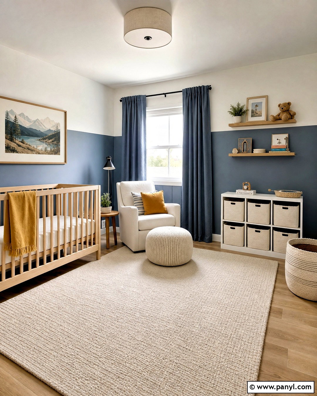 Dusty Blue And Warm White Split Wall Paint - 20 split wall paint color schemes