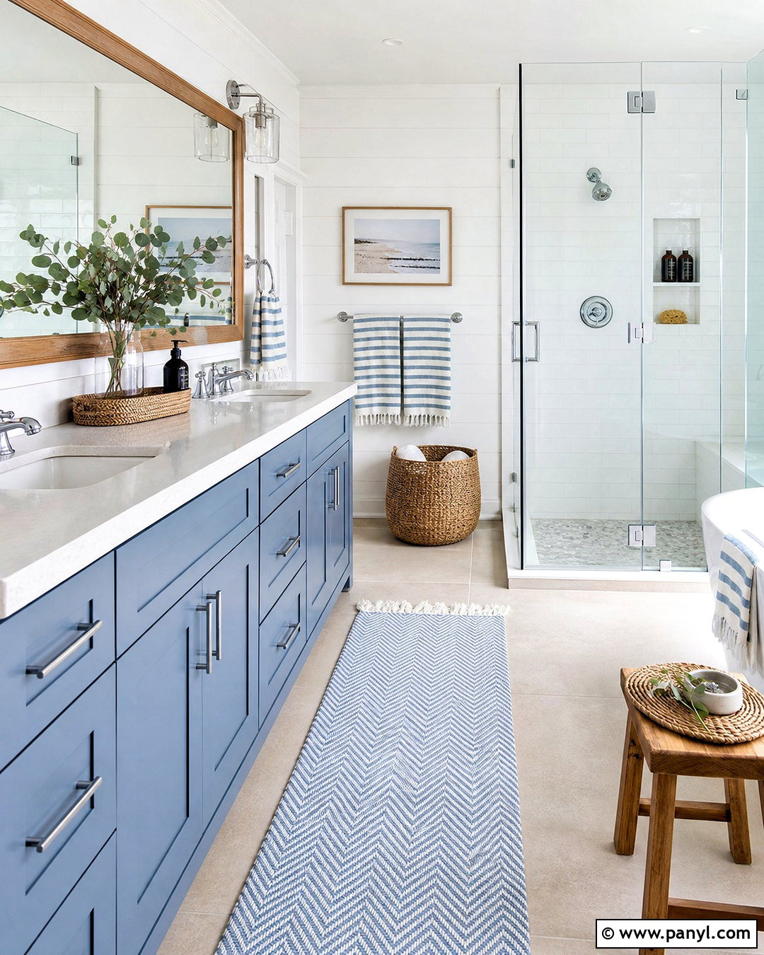 Dusty Blue And White Coastal Bathroom - 20 dusty blue bathroom ideas