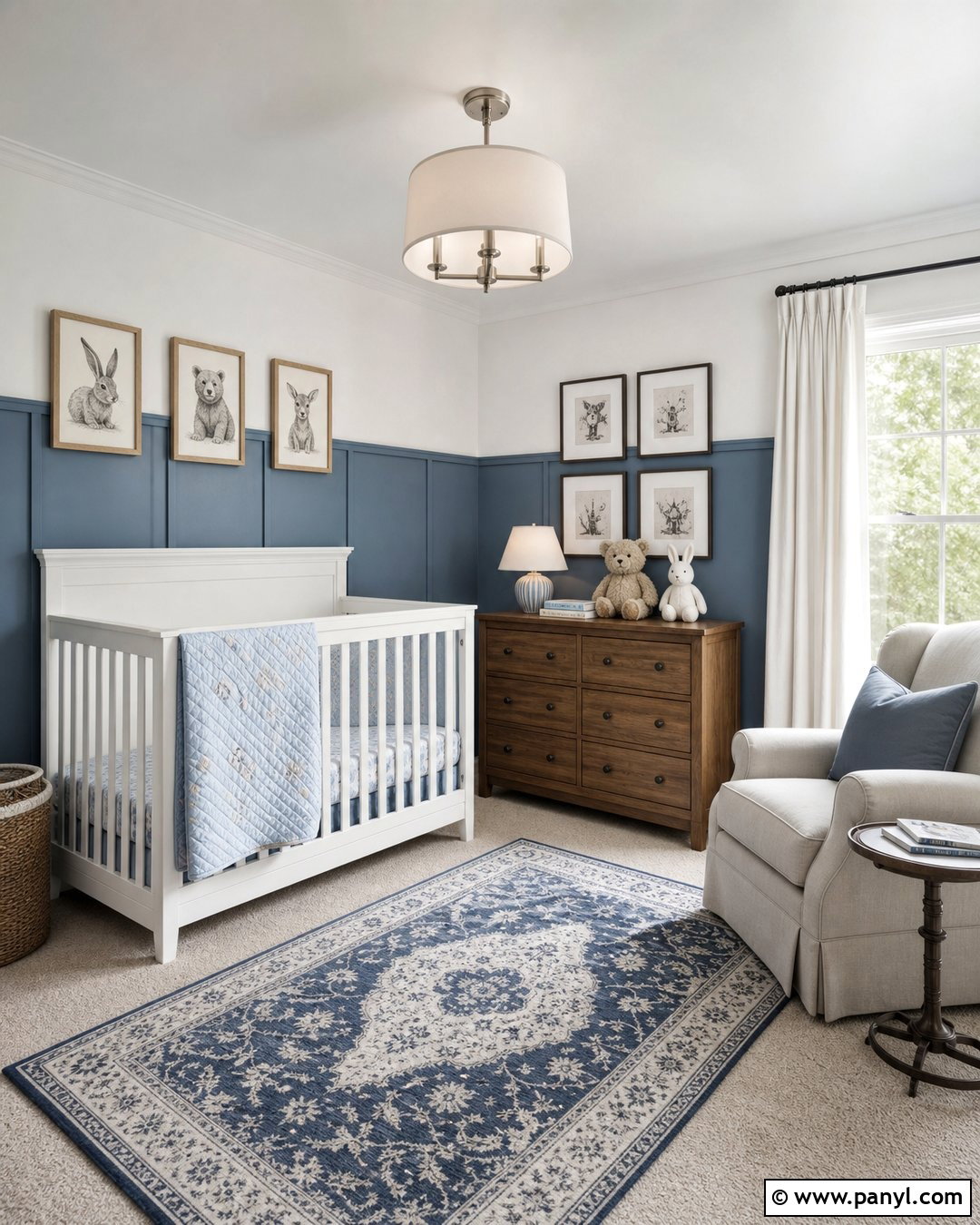 Dusty Blue And White Nursery Walls - 25 Two Tone Nursery Walls