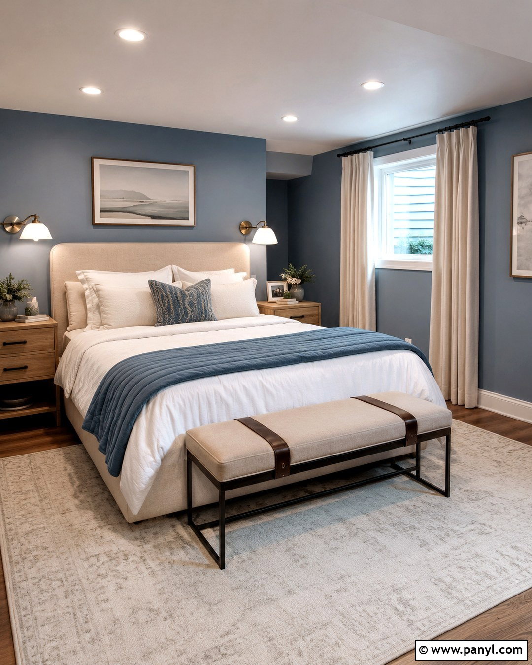 Dusty Blue Basement Guest Room - 20 Basement Blue Walls