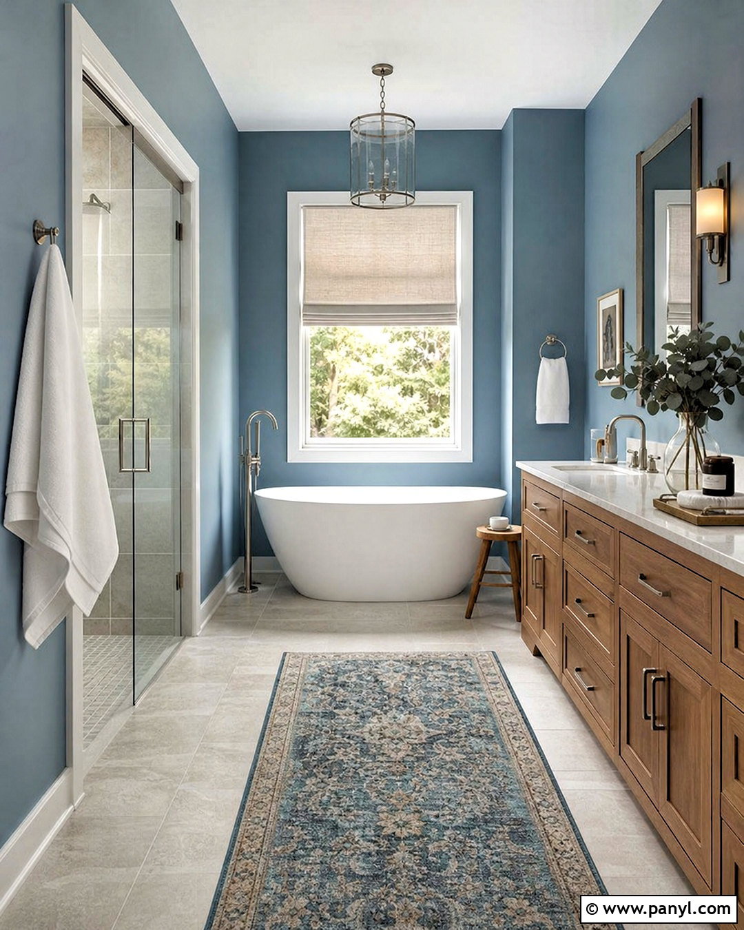 Dusty Blue Bathroom With A Freestanding Tub - 20 dusty blue bathroom ideas