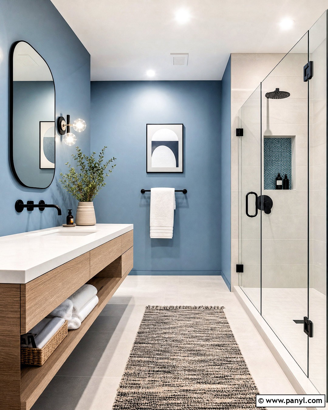 Dusty Blue Bathroom With Black Fixtures - 20 dusty blue bathroom ideas