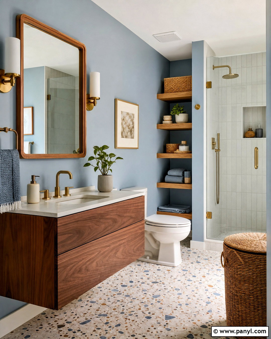 Dusty Blue Bathroom With Wood Accents - 20 dusty blue bathroom ideas