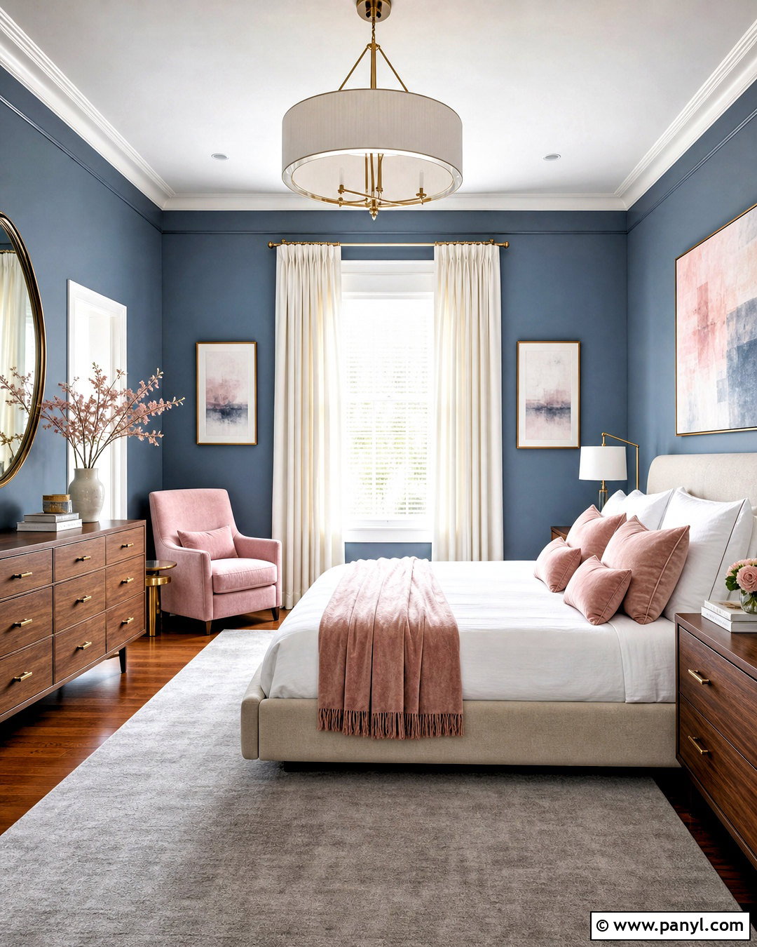 Dusty Blue Bedroom With Blush Pink - 20 dusty blue bedroom ideas
