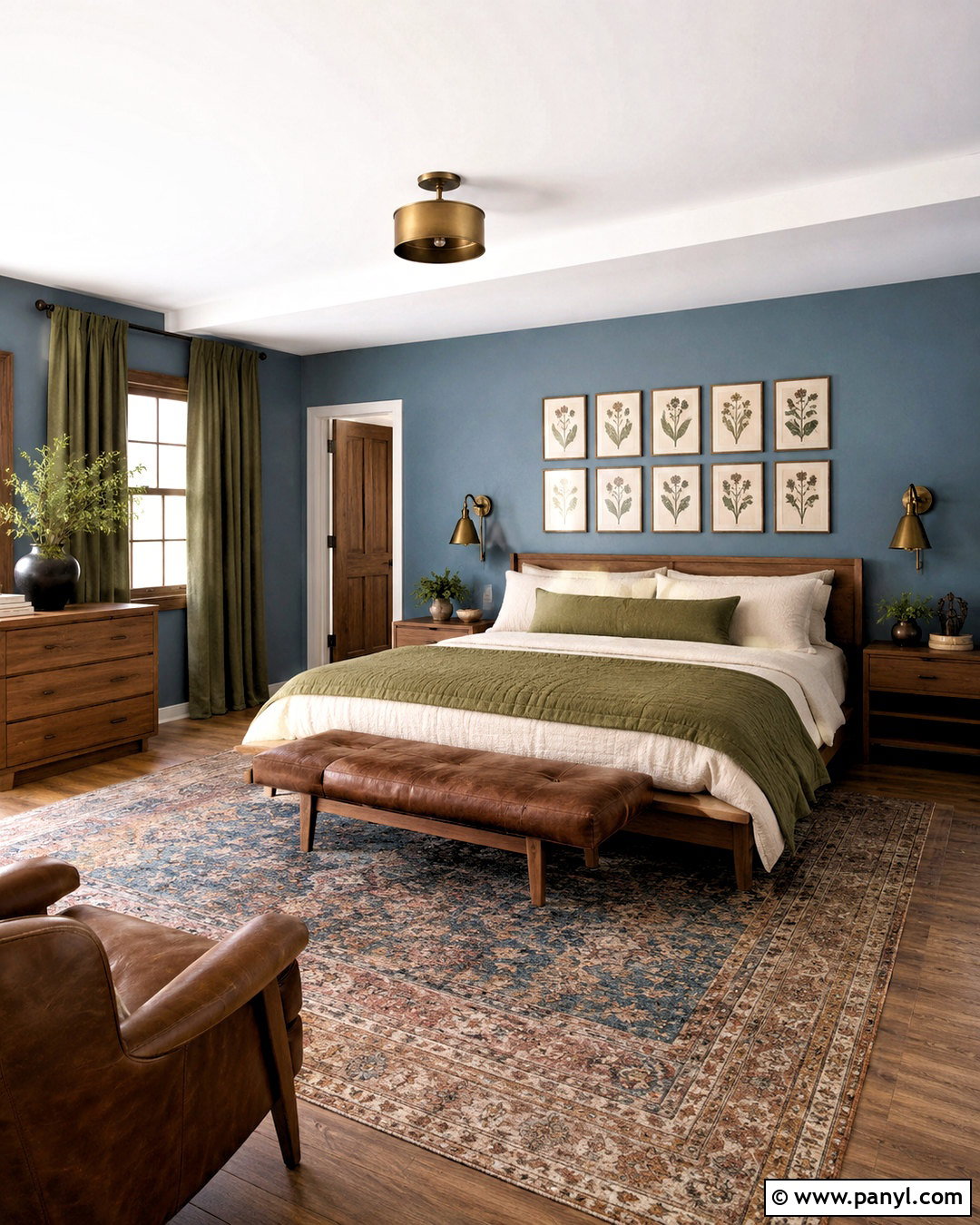Dusty Blue Bedroom With Olive Accents - 20 blue green bedroom ideas