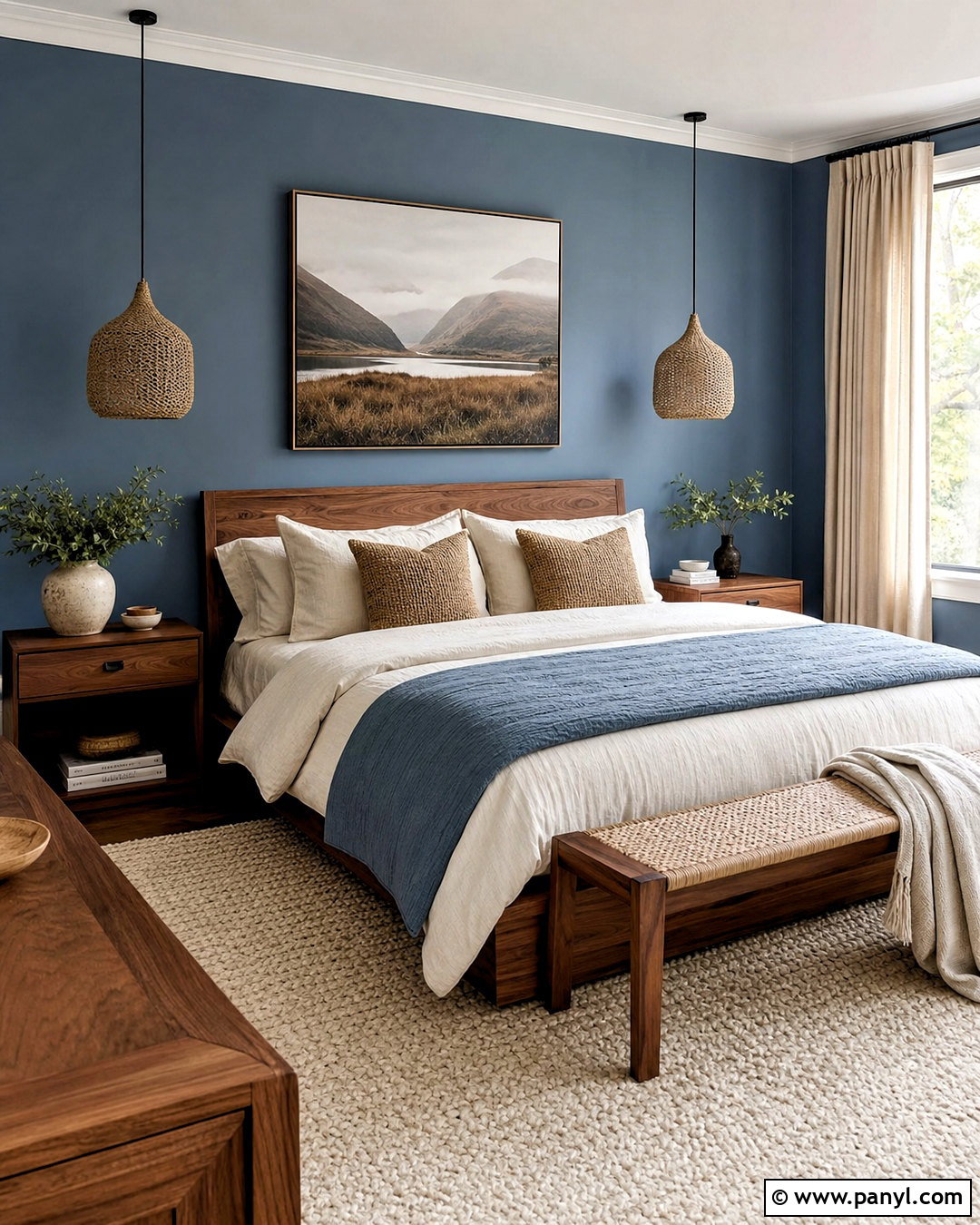 Dusty Blue Bedroom With Warm Wood - 20 dusty blue bedroom ideas