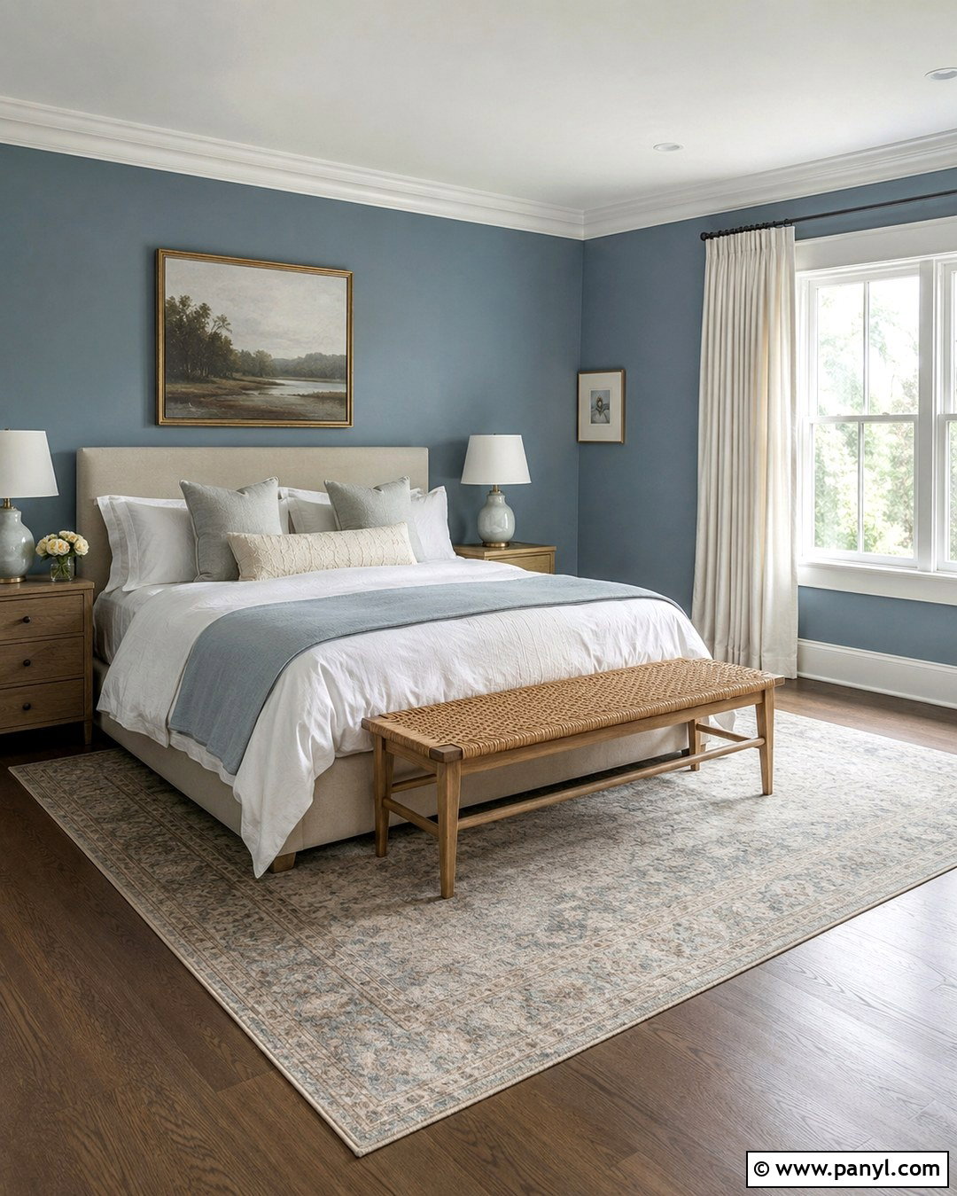 Dusty Blue Bedroom With White Trim - 20 Blue Wall White Trim Ideas