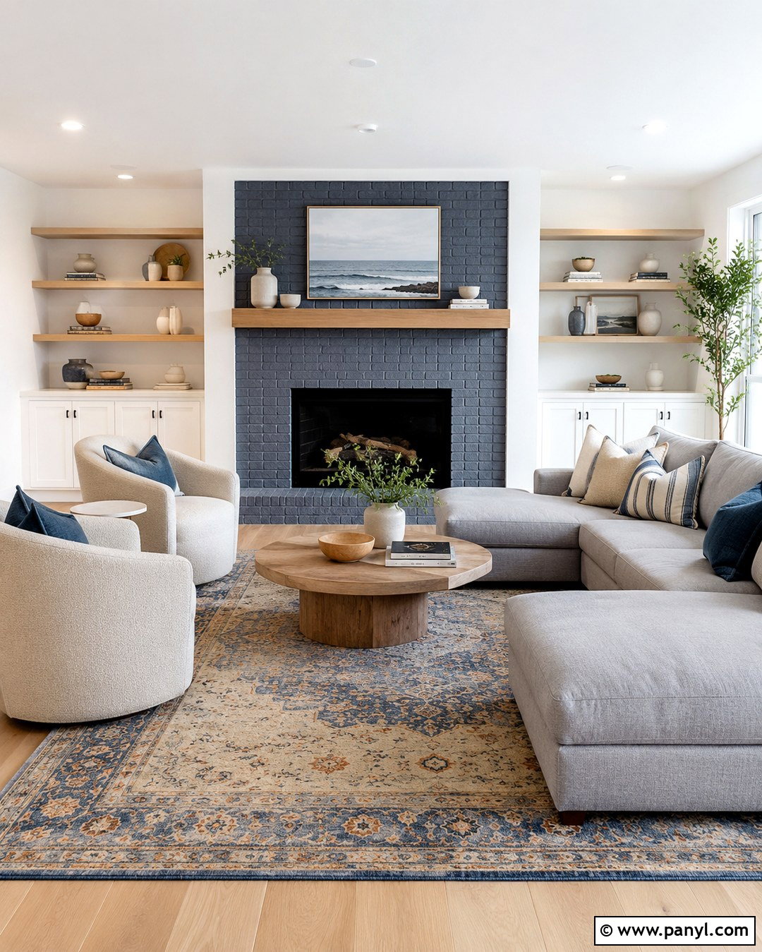 Dusty Blue Brick Fireplace - 20 Brick Fireplace Coloring Ideas