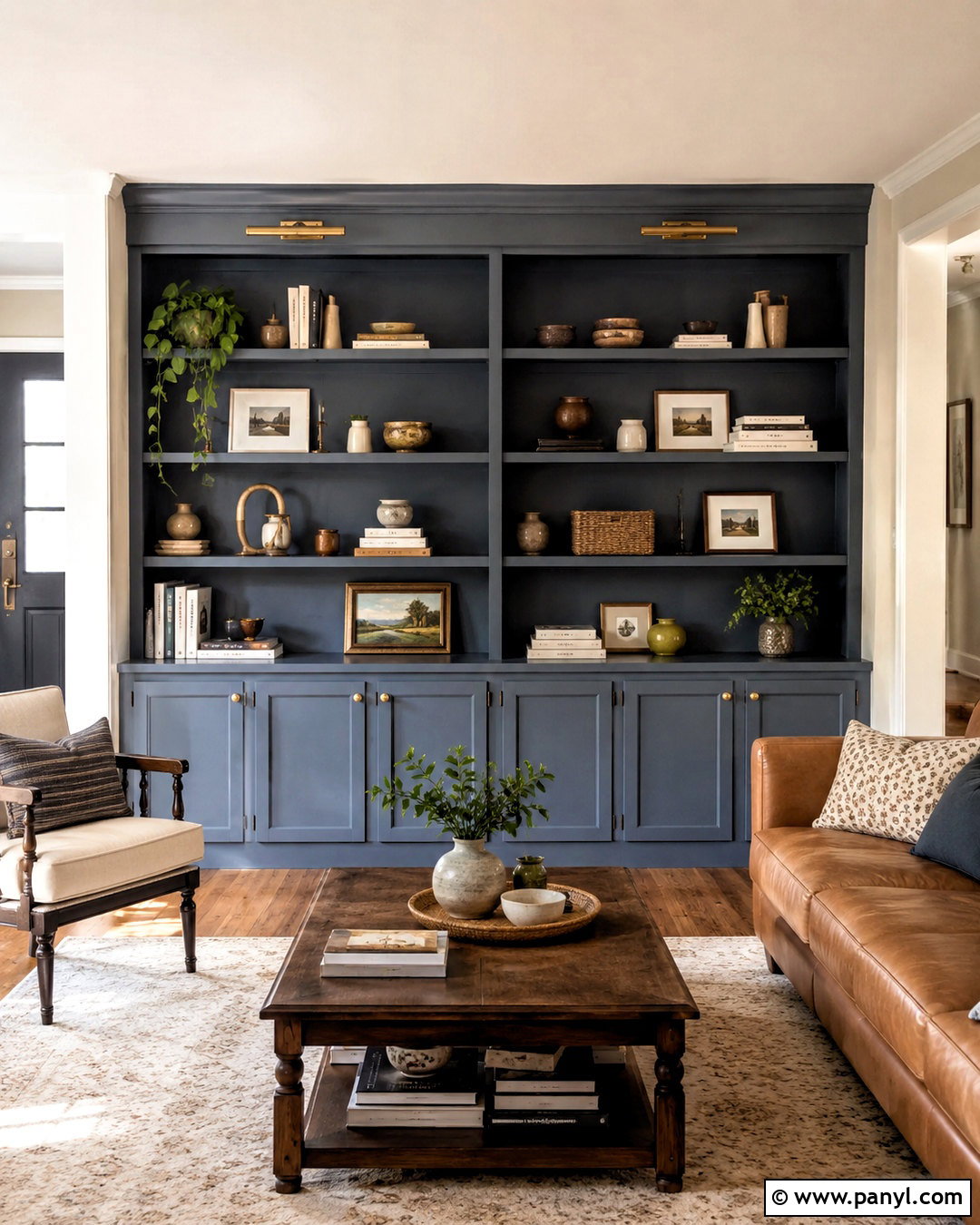 Dusty Blue Built-In Shelves - 20 dusty blue paint color ideas