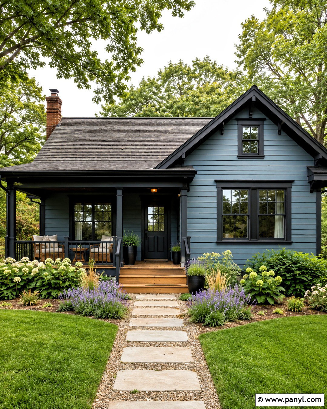 Dusty Blue Bungalow With Black Trim - 20 blue house black trim ideas