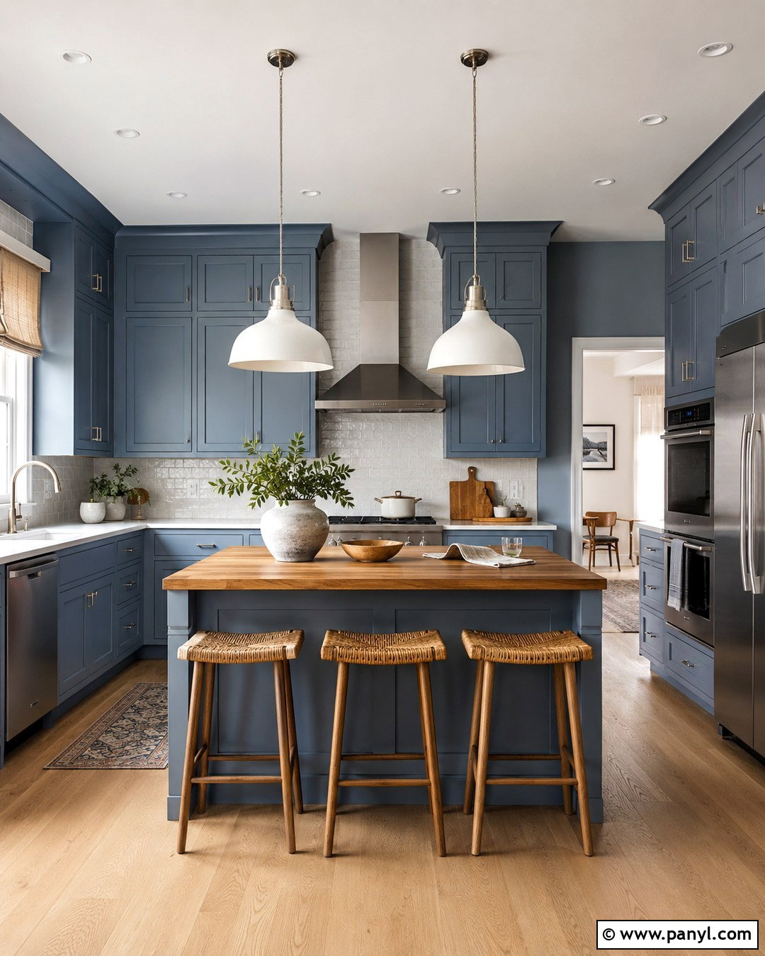 Dusty Blue Cabinets Matching Blue Walls - 20 Cabinets Matching Wall Color Ideas