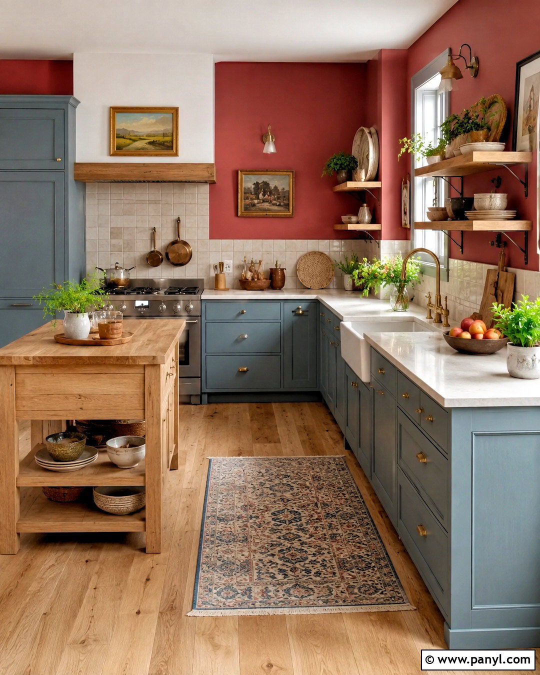 Dusty Blue Cabinets With Red Walls - 20 What Color Cabinets Go With Red Walls