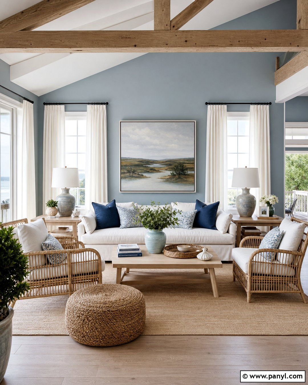 Dusty Blue Coastal Living Room Walls - 30 Dusty Blue Walls
