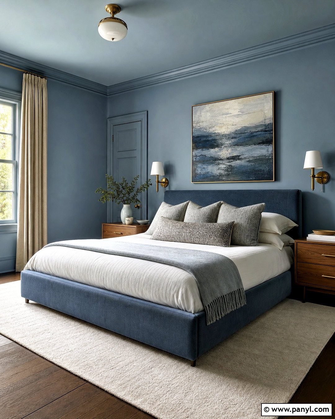 Dusty Blue Color Drench Bedroom - 20 dusty blue bedroom ideas