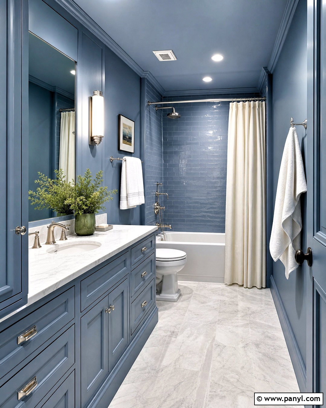 Dusty Blue Color-Drenched Bathroom - 20 dusty blue bathroom ideas