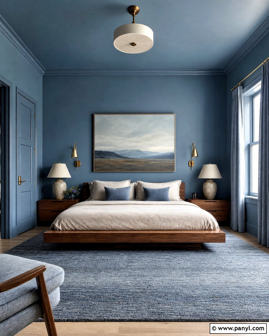 Dusty Blue Color-Drenched Bedroom - 20 room painting ideas bedroom ideas