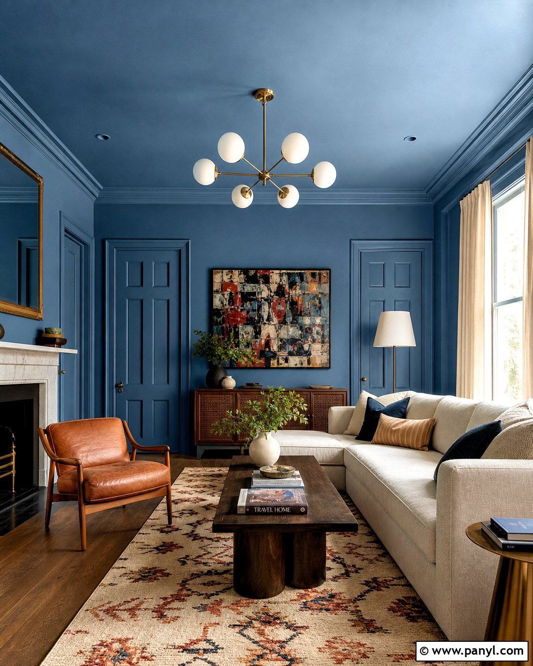 Dusty Blue Color Drenched Living Room Paint - 20 living room paint ideas color schemes