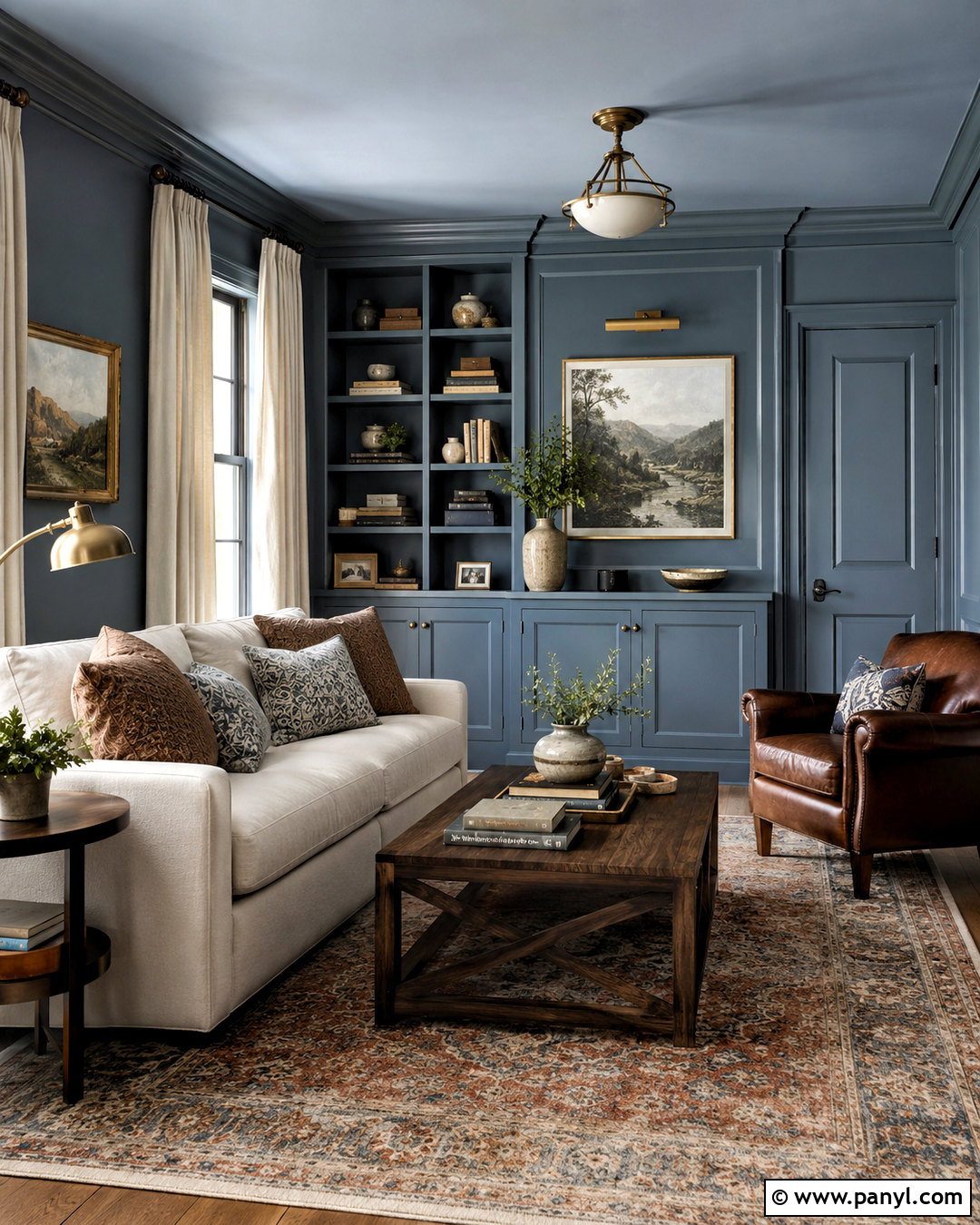 Dusty Blue Color Drenched Room - 20 dusty blue paint color ideas