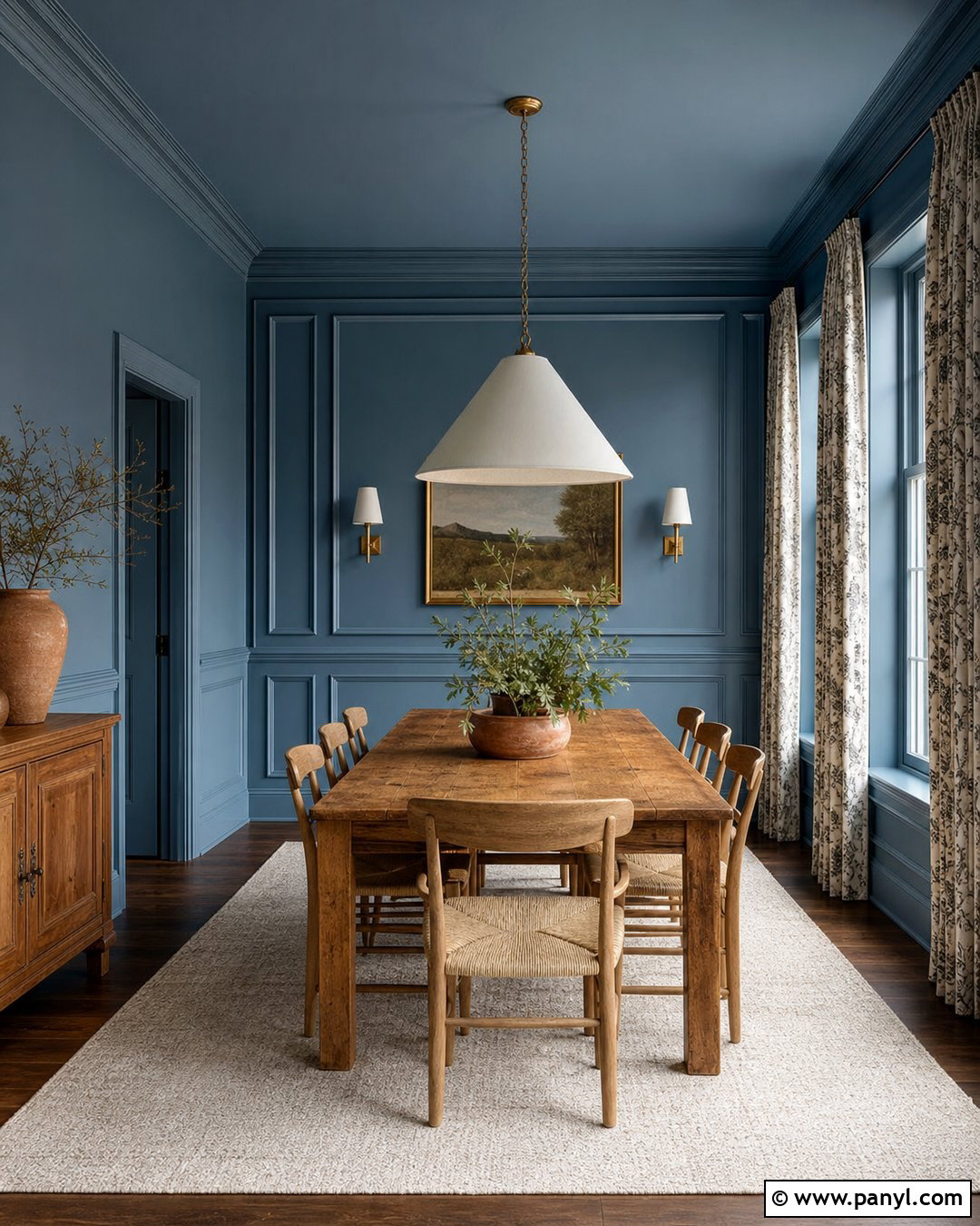 Dusty Blue Dining Room Walls And Trim - 25 Same Color Trim And Walls
