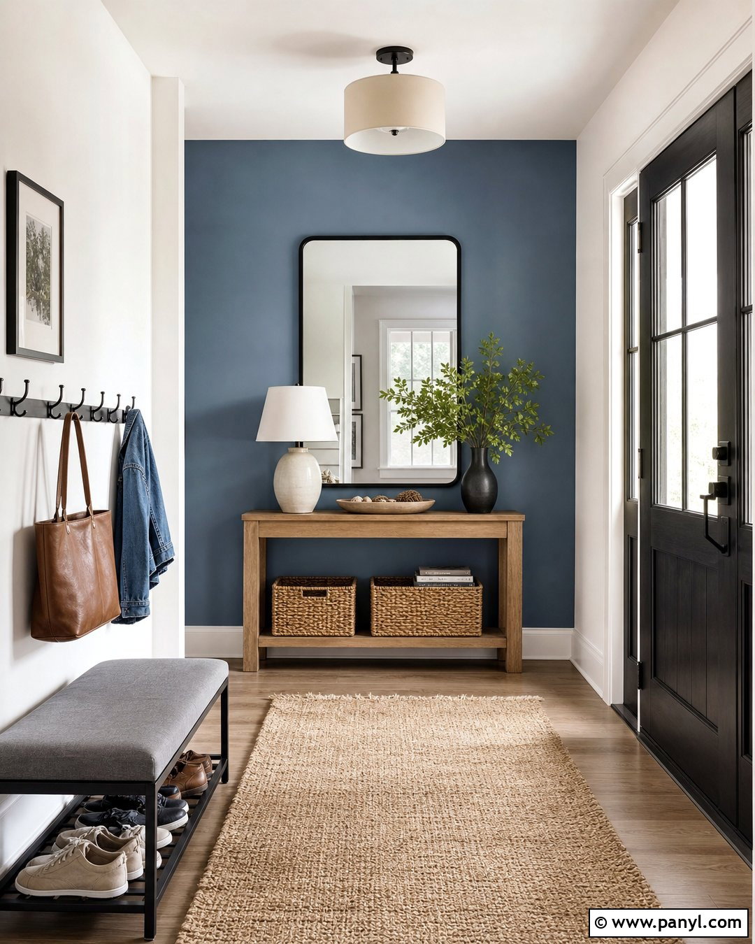 Dusty Blue Entryway Feature Wall - 35 blue feature wall ideas