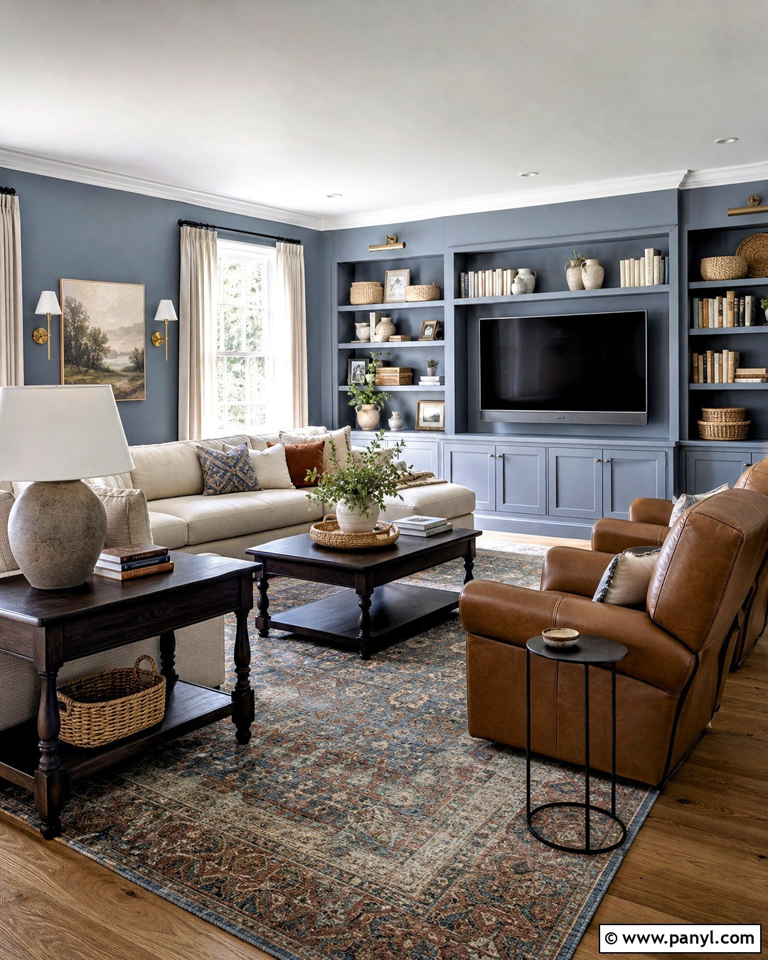 Dusty Blue Family Room - 20 family room paint color ideas