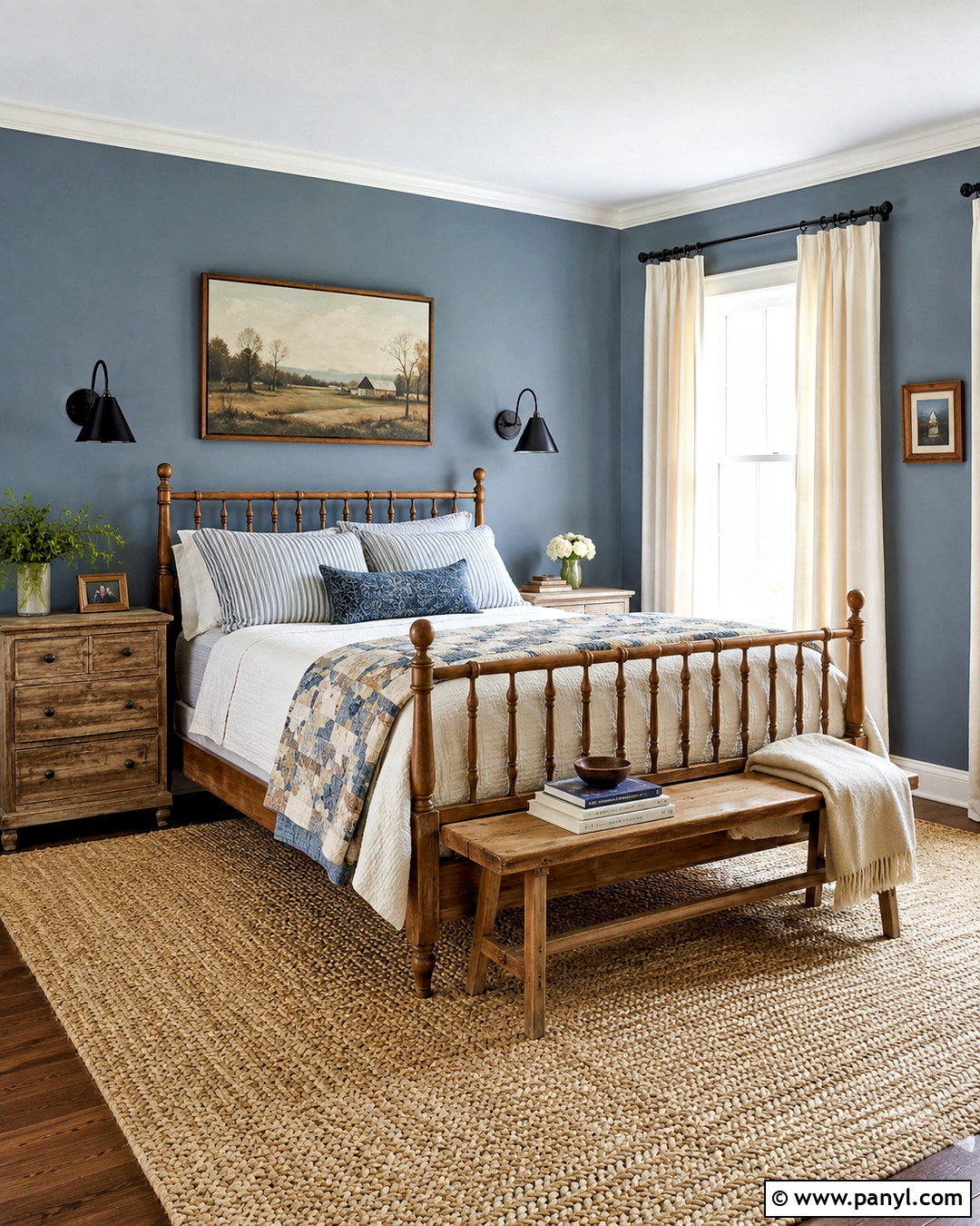 Dusty Blue Farmhouse Bedroom - 20 blue wall room ideas bedrooms