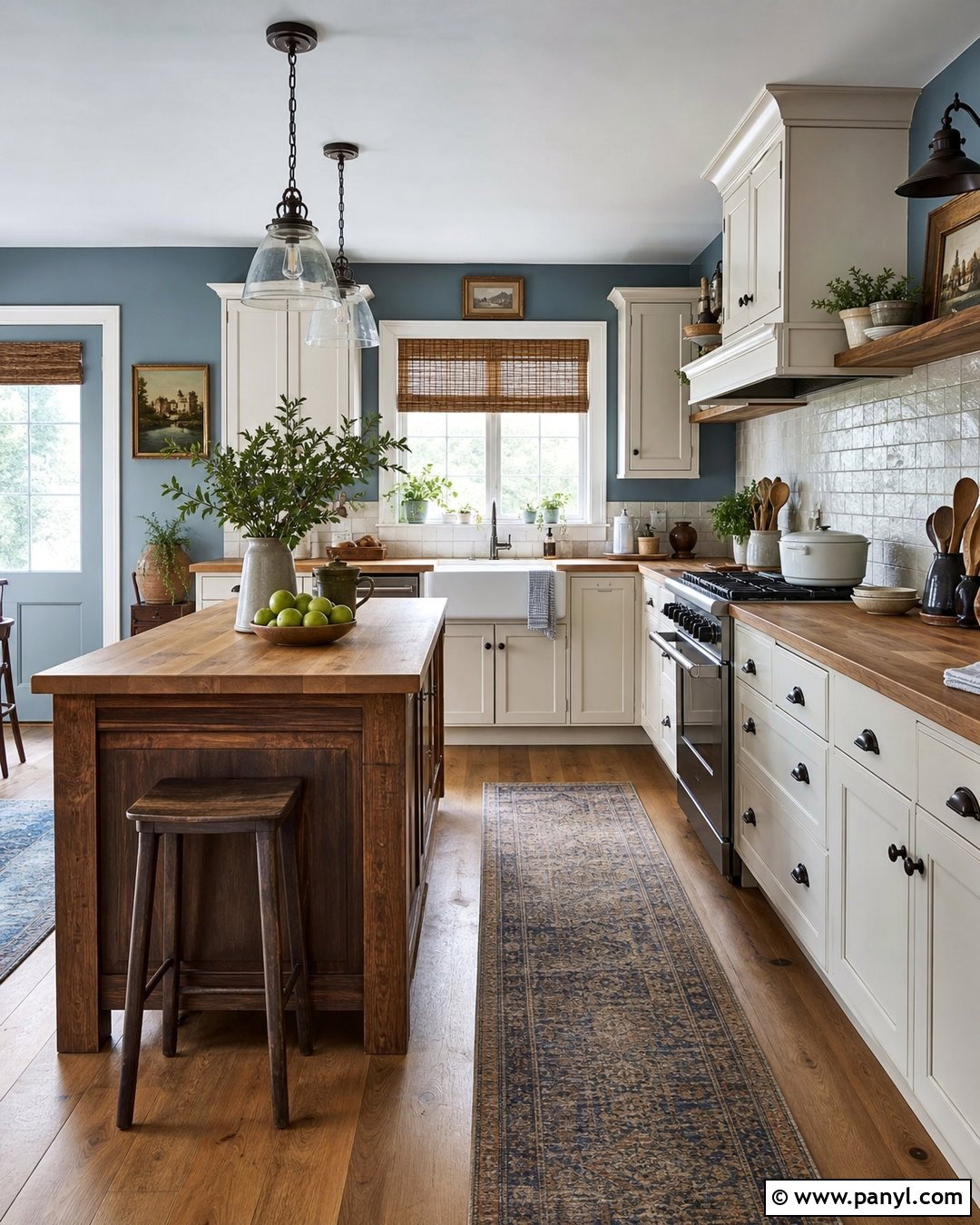 Dusty Blue Farmhouse Kitchen Walls - 30 blue kitchen walls white cabinets
