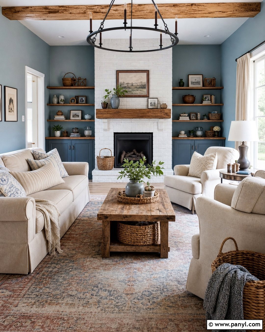Dusty Blue Farmhouse Living Room - 30 dusty blue wall color ideas
