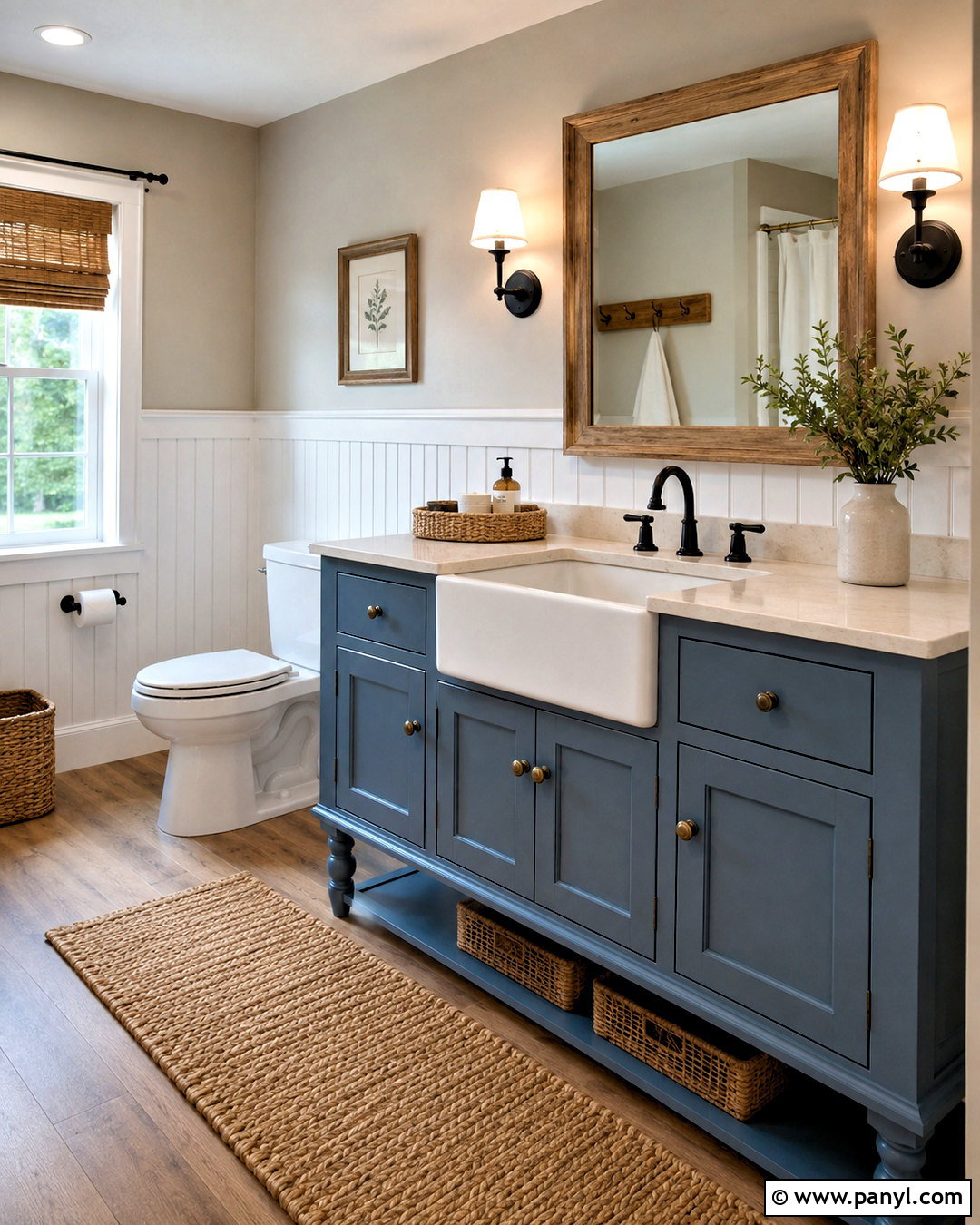 Dusty Blue Farmhouse Vanity - 20 blue vanity bathroom ideas