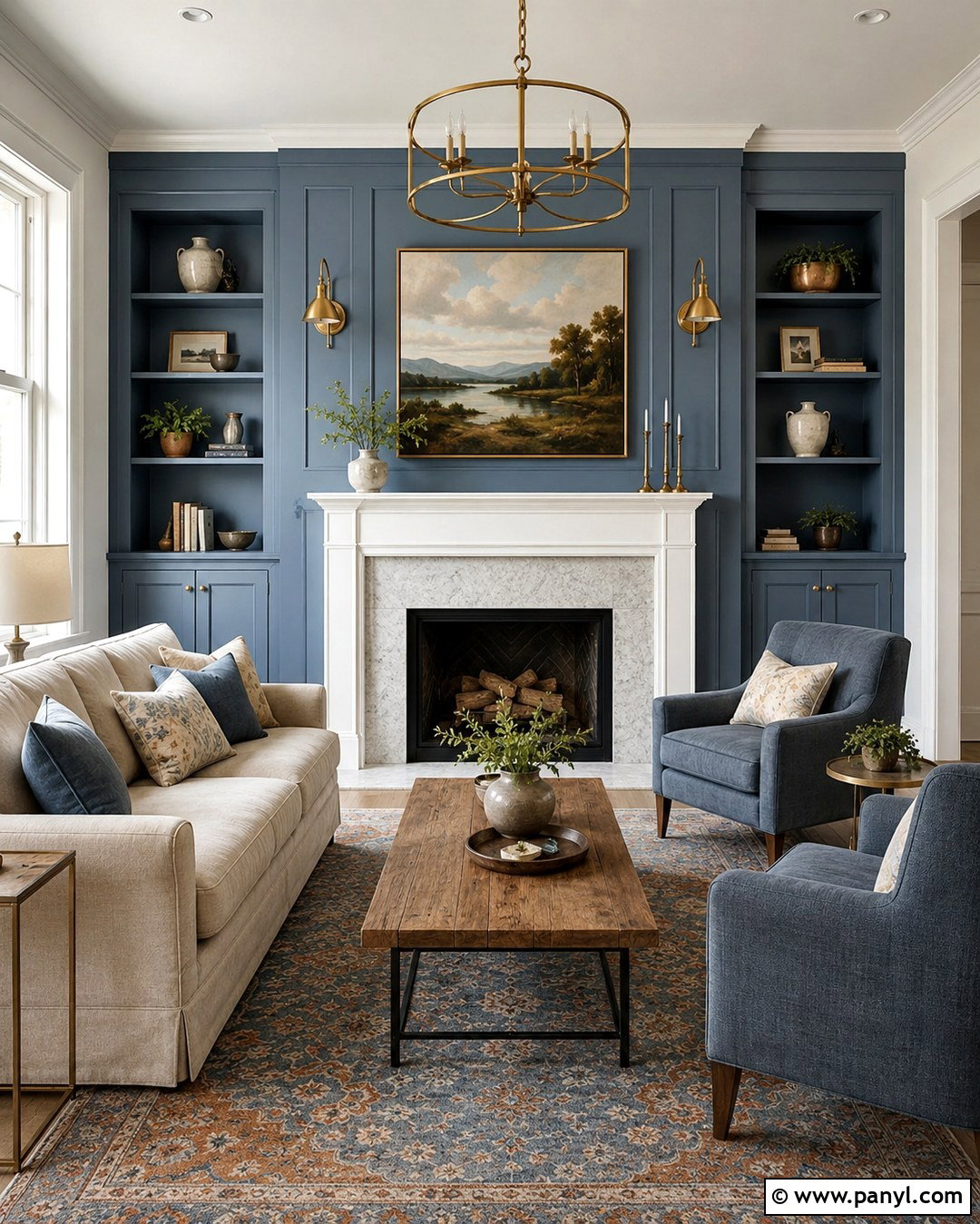 Dusty Blue Fireplace Wall - 20 Accent Color On Fireplace Wall Ideas