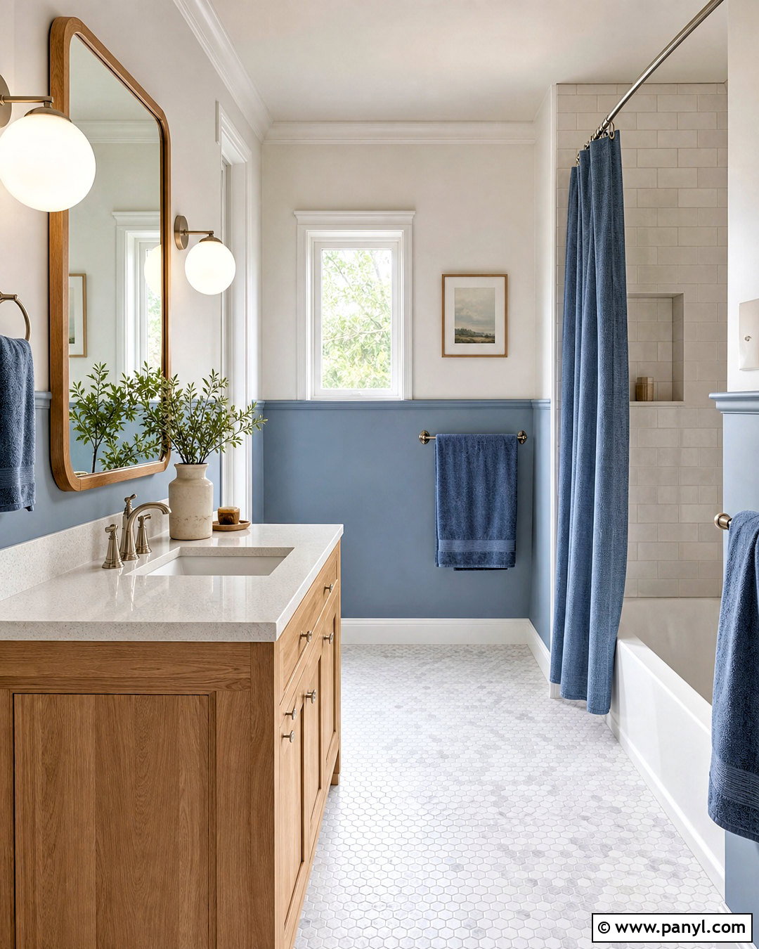 Dusty Blue Half Wall Bathroom - 20 painting half wall ideas
