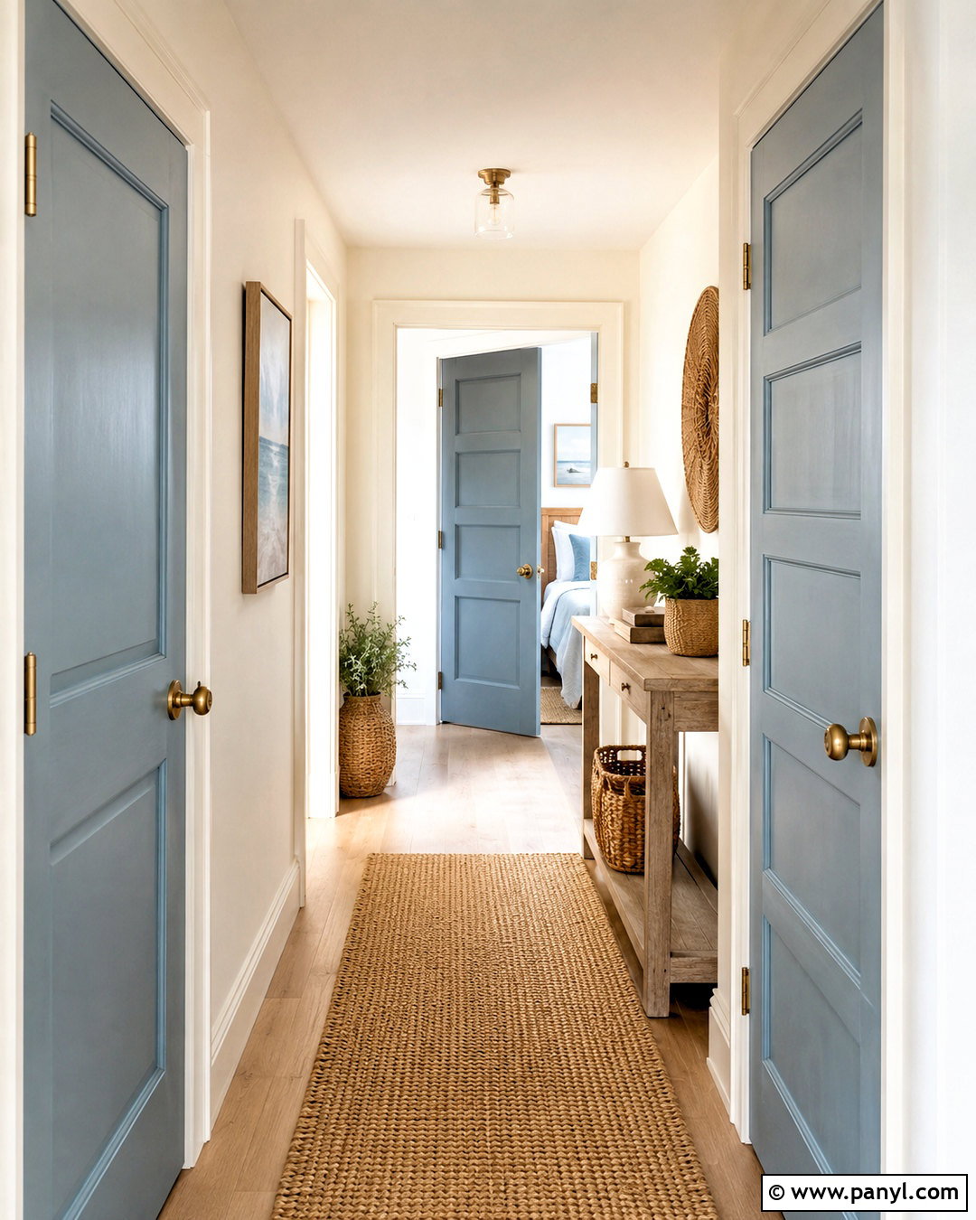 Dusty Blue Interior Doors With Warm White Walls - 20 painted interior doors colour schemes
