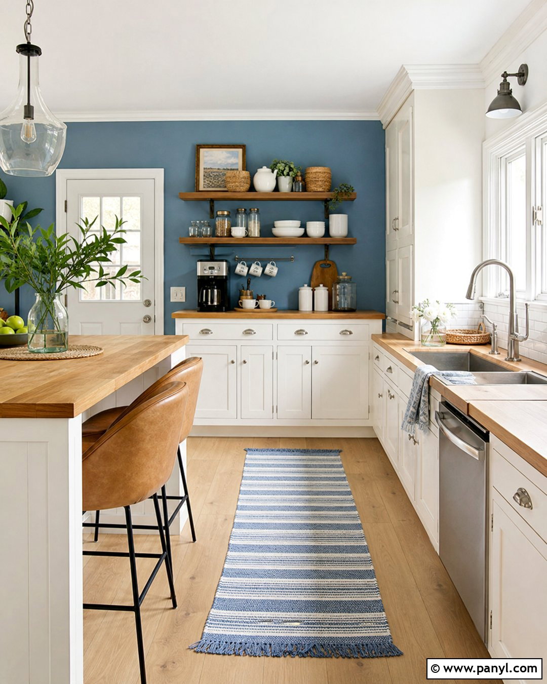 Dusty Blue Kitchen Accent Wall - 30 kitchen accent wall color ideas