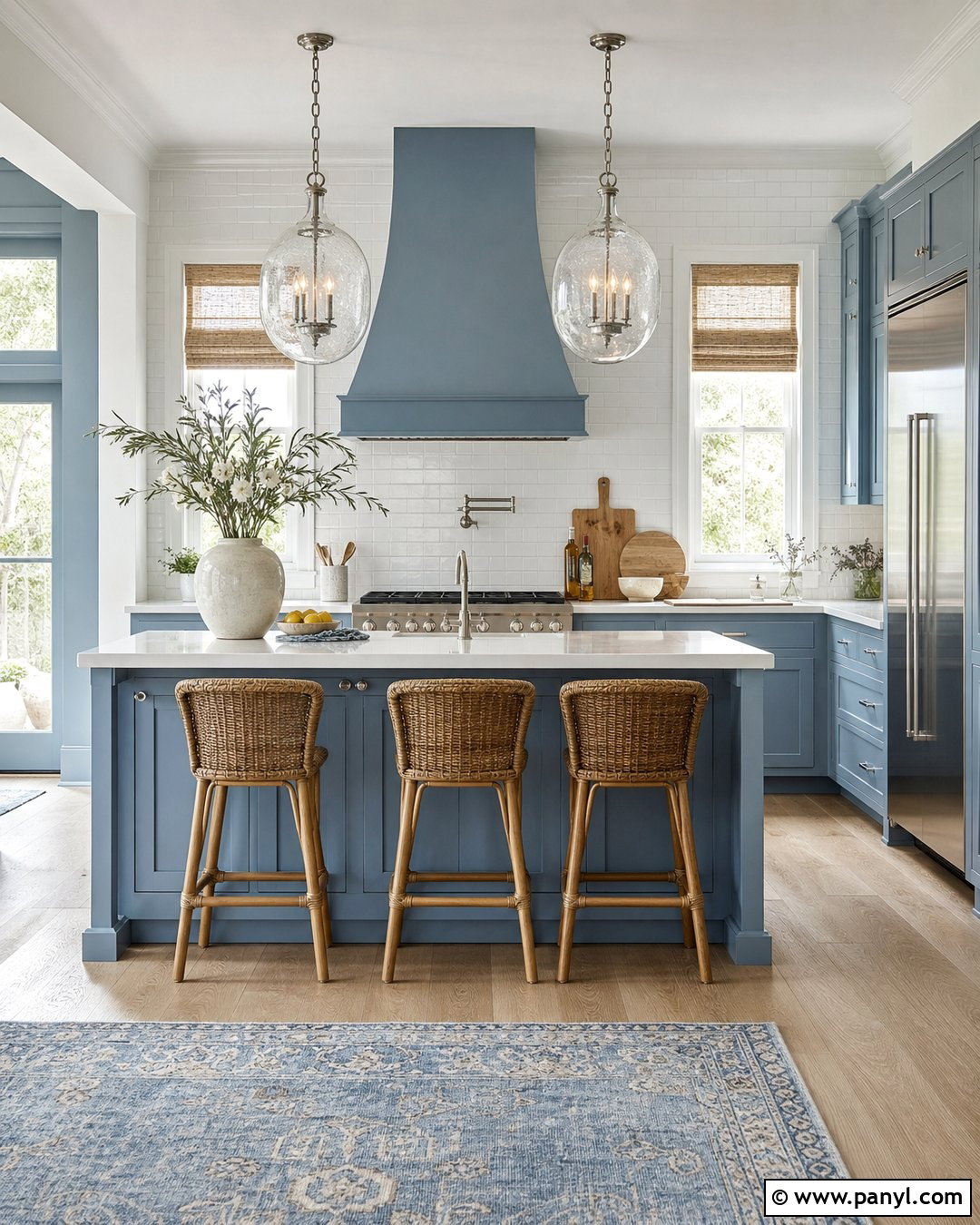 Dusty Blue Kitchen Cabinets With Blue Walls - 20 Kitchen Cabinets Matching Wall Color Ideas