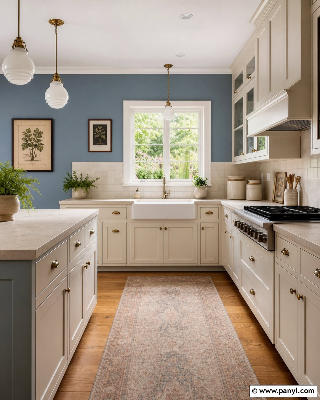 Dusty Blue Kitchen Walls With Cream Cabinets - 45 blue kitchen walls