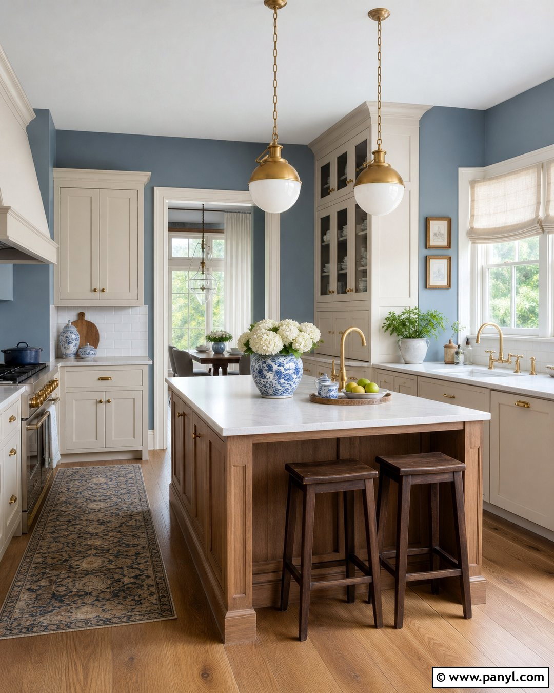 Dusty Blue Kitchen Walls With Cream Cabinets - 35 blue walls kitchen ideas