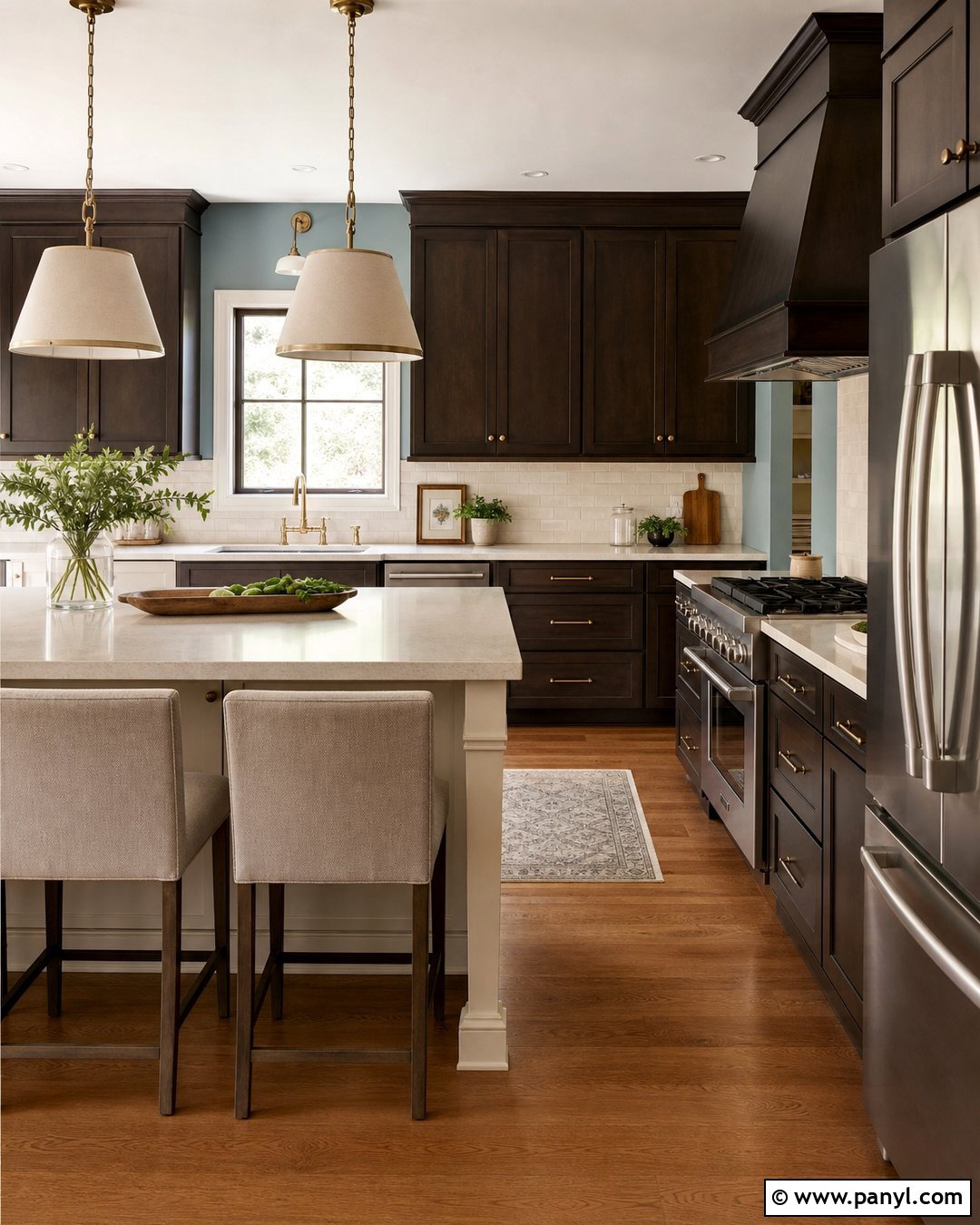 Dusty Blue Kitchen Walls With Espresso Cabinets - 20 Blue Kitchen Walls With Dark Cabinets