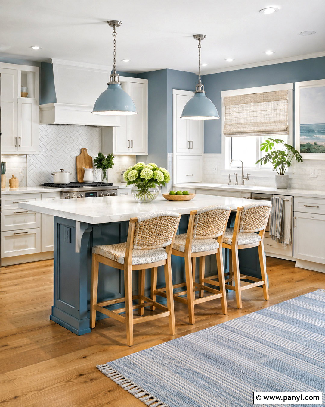 Dusty Blue Kitchen Walls With White Cabinets - 40 kitchen wall color ideas