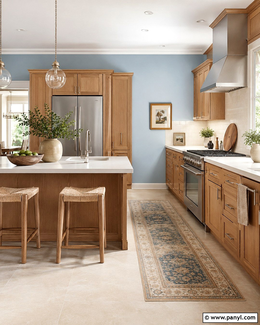 Dusty Blue Kitchen Walls - 20 Kitchen Wall Colours With Oak Cabinets