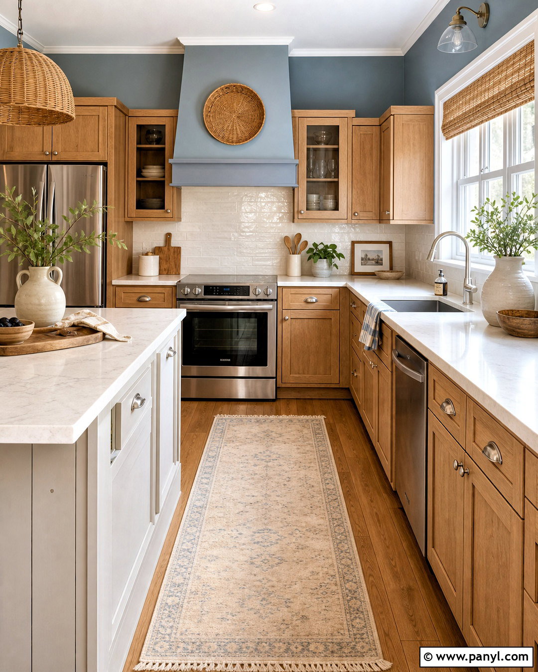 Dusty Blue Kitchen With Oak Cabinets - 20 kitchen paint colors with oak cabinets