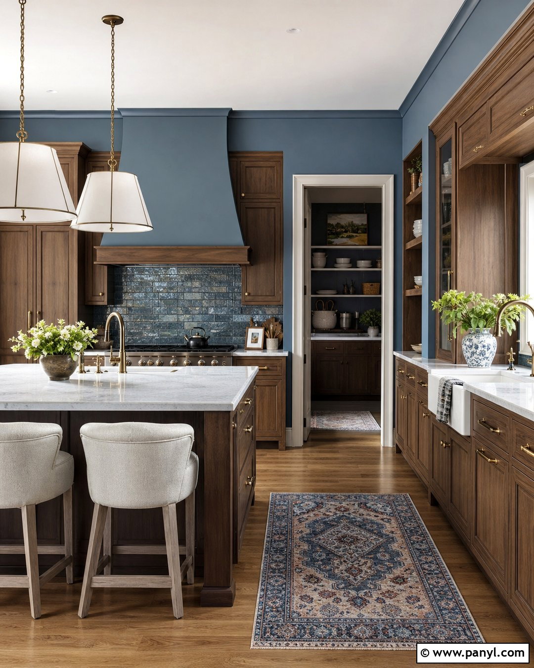 Dusty Blue Kitchen With Wood Cabinets - 25 Kitchen Colors With Wood Cabinets