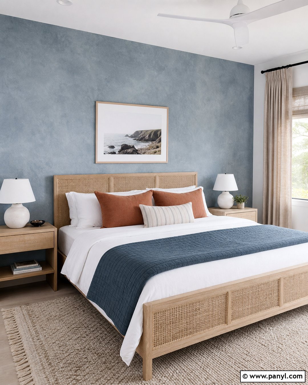 Dusty Blue Limewash Bedroom Wall - 35 limewash accent wall ideas