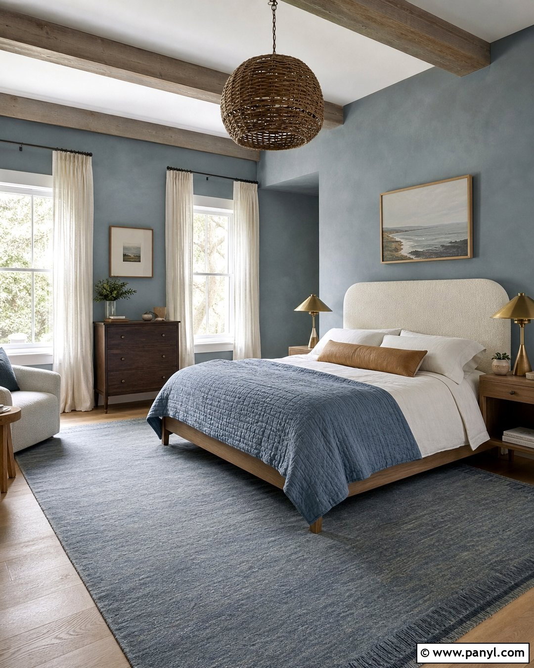 Dusty Blue Limewash Bedroom - 35 Line Wash Walls