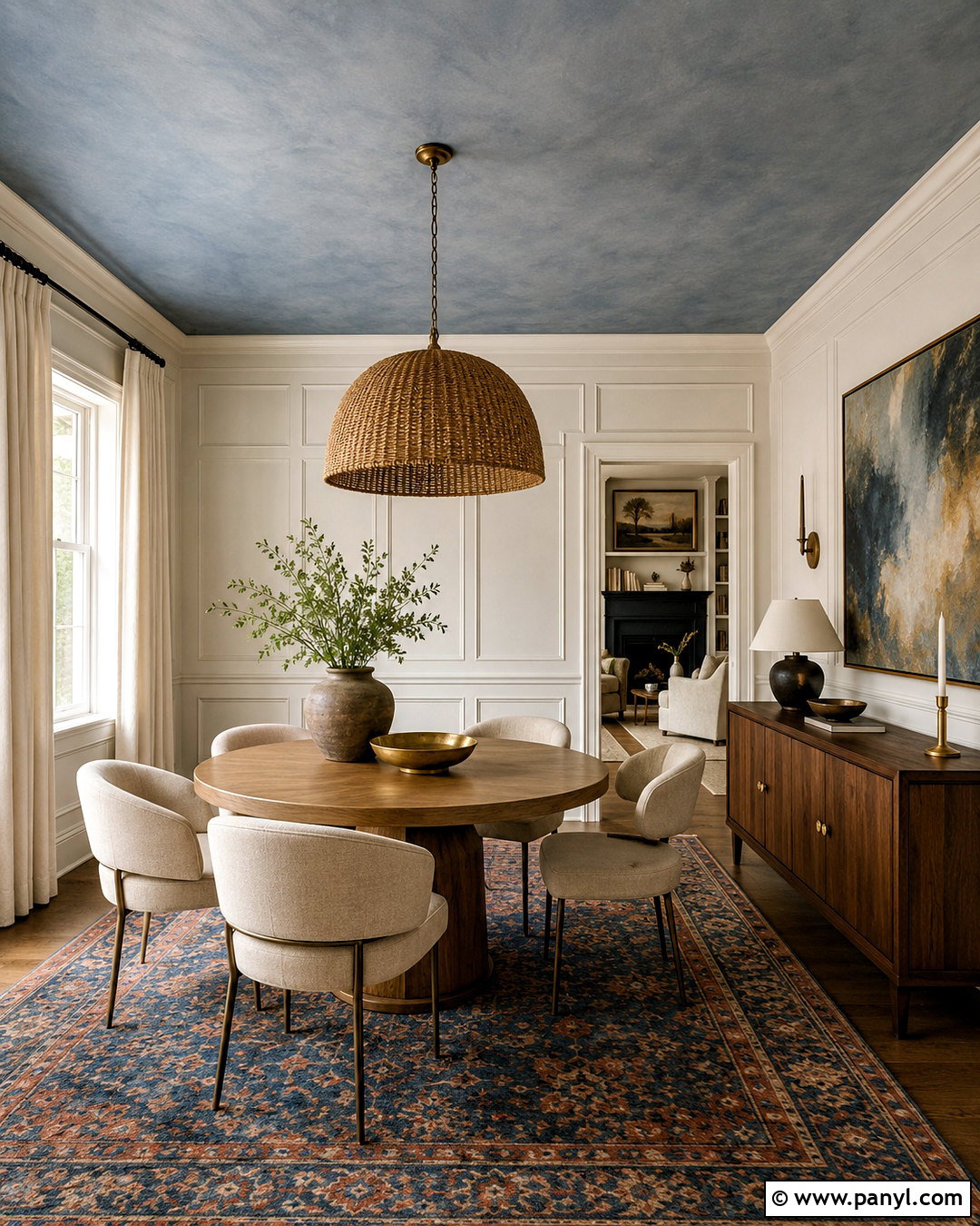 Dusty Blue Limewash Ceiling Dining Room - 20 limewash ceiling ideas