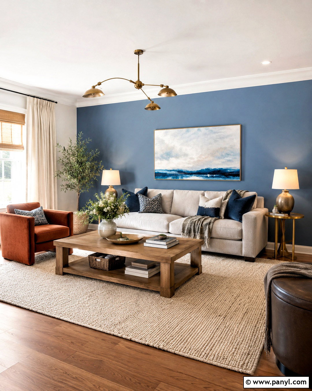 Dusty Blue Living Room Accent Wall - 20 paint living room ideas accent walls