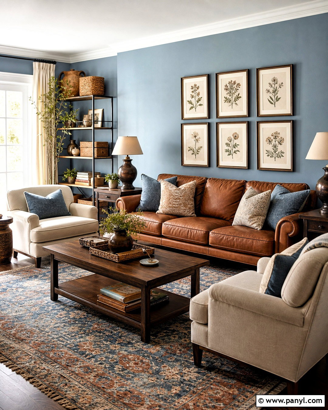 Dusty Blue Living Room Walls With Brown Leather - 20 blue living room walls
